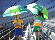 9 September 2008; Clare captain Deirdre Murphy, left, and Offaly captain Marion crean during a Gala All-Ireland Senior and Junior Camogie Championship Finals Photocall. Croke Park, Dublin. Picture credit; Paul Mohan / SPORTSFILE