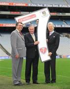 10 September 2008; Pat Lambe, Chairman of Kilmacud Crokes Football Committee, left, former Kerry player Mickey Sheehy, and Tony Towell, Managing Director of O'Neills, right, at the launch of the O’Neills GAA Football 7’s. Croke Park, Dublin. Picture credit: Matt Browne / SPORTSFILE