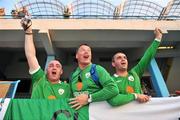 10 September 2008; Republic of Ireland fans in Podgorica, Montenegro, cheer on their team ahead of the Republic of Ireland's 2010 World Cup Qualifier against Montenegro. Picture credit; David Maher / SPORTSFILE