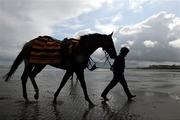 11 September 2008; A horse and jockey prepare for the  Laytown Races, Laytown Racecourse, Laytown Strand, Co. Louth. Picture credit: Pat Murphy / SPORTSFILE