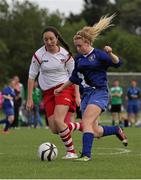 28 June 2015; Emma Lawlor, Midlands Schoolboys/Girls League, in action against Eadaoin Downey, Cork WSSL. Gaynor U16 Cup, Midlands Schoolboys/Girls League v Cork WSSL. University of Limerick, Limerick. Picture credit: Oisin McHugh / SPORTSFILE