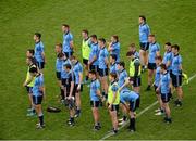 28 June 2015; The Dublin team stand together for the national anthem. Leinster GAA Football Senior Championship, Semi-Final, Dublin v Kildare. Croke Park, Dublin. Picture credit: Dáire Brennan / SPORTSFILE