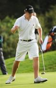 18 September 2008; Aengus McAllister, Portmarnock Golf Club, celebrates sinking a putt and victory on the 17th during the Bulmers Barton Shield Final. Bulmers Cups and Shields Finals 2008, Monkstown Golf Club, Parkgarriff, Monkstown, Co. Cork. Picture credit: Ray McManus / SPORTSFILE