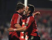 20 September 2008; Niall Ronan, Munster, celebrates with Jerry Flannery after going over for his second and his side's third try. Magners League, Munster v Cardiff Blues, Musgrave Park, Cork. Picture credit: Stephen McCarthy / SPORTSFILE