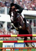 11 August 2000; Billy Twomey on Conquest II during the Nations Cup at the Kerrygold Horse Show at the RDS Arena in Dublin. Photo by Matt Browne/Sportsfile