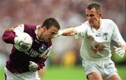 27 August 2000; Derek Savage of Galway in action against Brian Lacey of Kildare during the Bank of Ireland All-Ireland Senior Football Championship Semi-Final match between Galway and Kildare at Croke Park in Dublin. Photo by Matt Browne/Sportsfile