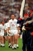 27 August 2000; Kildare captain Glenn Ryan leads his side in the pre-match parade prior to the Bank of Ireland All-Ireland Senior Football Championship Semi-Final match between Galway and Kildare at Croke Park in Dublin. Photo by Ray McManus/Sportsfile