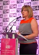 6 July 2015; Marie Hickey, President, Ladies Gaelic Football Association, speaking at the launch of the TG4 Ladies All Ireland Football Championship. The championship, which begins with the first matches on July 25th will culminate with the TG4 All Ireland Finals in Croke Park on September 27th. Cork will hope to win their tenth All Ireland title in 11 years but will face the highest level of competition in years. All supporters of the sport are being asked to support the championship, to Be the Difference, Be There #BetheDiff. Croke Park, Dublin. Picture credit: Brendan Moran / SPORTSFILE