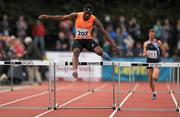 7 July 2015; Cristian Morton, Nigeria, competing in the men's 400m hurdles during the Cork City Sports 2015. CIT, Bishopstown, Cork. Picture credit: Eoin Noonan / SPORTSFILE