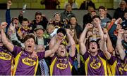 8 July 2015; Wexford captain Eoin Conroy lifts the cup as his team-mates celebrate. Bord Gáis Energy Leinster GAA Hurling U21 Championship Final, Wexford v Kilkenny, Innovate Wexford Park, Wexford. Picture credit: Matt Browne / SPORTSFILE