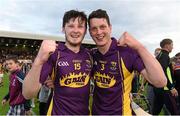 8 July 2015; Wexford's Peter Sutton, left, and Liam Ryan celebrate after the final whistle. Bord Gáis Energy Leinster GAA Hurling U21 Championship Final, Wexford v Kilkenny, Innovate Wexford Park, Wexford. Picture credit: Matt Browne / SPORTSFILE