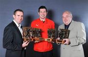 1 October 2008; At the Vodafone GAA Player of the Month Awards for August & September, were, from left, Eddie Brennan, Kilkenny, Hurler of the Month for September, Sean Cavanagh, Tyrone, Footballer of the Month for August and September and Dando Kelly, father of Eoin Kelly, Waterford, Hurler of the Month for August. Westbury Hotel, Dublin. Picture credit: Brendan Moran / SPORTSFILE