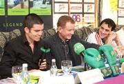 2 October 2008; Promoter Brian Peters, centre, alongside boxers Bernard Dunne, left, and Henry Coyle during a press conference to announce the next Hunky Dorys Fight Night on November 15th. Brian Peters Promotions Press Conference, Breaffy House Resort, Castlebar, Co. Mayo. Picture credit: Michael Donnelly / SPORTSFILE