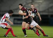 3 October 2008; Nick De Luca, Edinburgh, in action against Cillian Willis and Niall O'Connor, Ulster. Magners League, Ulster v Edinburgh, Ravenhill Park, Belfast, Co. Antrim. Picture credit: Oliver McVeigh / SPORTSFILE