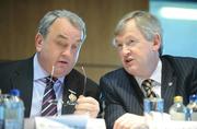 4 October 2008; President of the GAA Nickey Brennan, left, in conversation with Ard Stiurthoir of the GAA Paraic Duffy during the GAA Special Congress. Croke Park, Dublin. Picture credit: Brendan Moran / SPORTSFILE