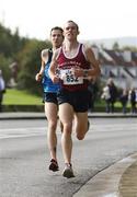 5 October 2008; Mark Christie, Mullingar Harriers A.C, eventual second place winner, leads eventual winner David Campbell, St. Coca's A.C. Rathfarnham W.S.A.F  A.C 5K Road Race. Rathfarnham, Dublin. Picture credit: Tomas Greally / SPORTSFILE