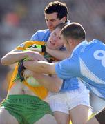 5 October 2008; Greg Higgins, Corofin, in action against  Davd Finnegan and Fergal Heverin, Cortoon Shamrocks. Galway County Senior Football Final, Cortoon Shamrocks v Corofin, Pearse Stadium, Galway. Picture credit: Ray Ryan / SPORTSFILE