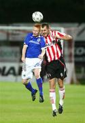 6 October 2008; Steven Gray, Derry City, in action against Robert Garrett, Linfield. Setanta Cup, Derry City v Linfield, Brandywell, Derry. Picture credit; Oliver McVeigh / SPORTSFILE