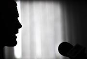 7 October 2008; Munster captain Paul O'Connell speaking during a Munster press conference ahead of their Heineken Cup game against Montauban. Sports Arena of the University of Limerick, Limerick. Picture credit: Brendan Moran / SPORTSFILE