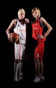 2 October 2008; Twin sisters Becky, left, and Sarah Woods, of DCU Mercy Basketball Club, at the launch of the 2008/09 Basketball Ireland domestic season. Temple Bar Hotel, Dublin. Picture credit: Brendan Moran / SPORTSFILE