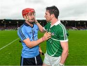 11 July 2015; Dublin's Ryan O'Dwyer and Limerick's Seamus Hickey after the game. GAA Hurling All-Ireland Senior Championship, Round 2, Dublin v Limerick, Semple Stadium, Thurles, Co. Tipperary. Picture credit: Ray McManus / SPORTSFILE