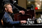 11 July 2015; UFC Interim Featherweight Champion Conor McGregor during a post-fight press conference. MGM Grand Garden Arena, Las Vegas, USA. Picture credit: Esther Lin / SPORTSFILE