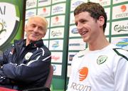 8 October 2008; Republic of Ireland manager Giovanni Trapattoni with captain Alex Bruce, during a senior pre-match press conference. Gannon Park, Malahide, Dublin. Picture credit: David Maher / SPORTSFILE