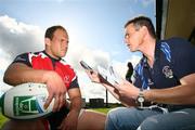 8 October 2008; Ulsters Brendon Botha is interviewed after a press conference. Newforge Country Club,Belfast, Co Antrim. Picture credit: Oliver McVeigh / SPORTSFILE