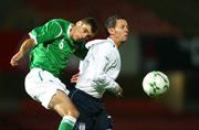 10 October 2008; Chris Ramsey, Northern Ireland, in action against Rhys Murphy, England. UEFA Under 19 European Championships Qualifying Round, Northern Ireland v England, Windsor Park, Belfast. Picture credit: Oliver McVeigh / SPORTSFILE