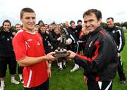 9 October 2008; Bohemian's Gary Deegan is presented with the eircom SWAI Player of the Month Award for September by manager Pat Fenlon. Dublin City University, Dublin. Picture credit: Brian Lawless / SPORTSFILE