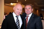 11 October 2008; Dave Langan with Ray Houghton before his tribute dinner. Burlington Hotel, Dublin. Picture credit: Ray McManus / SPORTSFILE