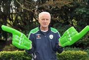 12 October 2008; Republic of Ireland manager Giovanni Trapattoni is joining forces with EA Sports for next Wednesday’s crucial World Cup qualifier against Cyprus, urging Irish fans to “CLAP FOR TRAP”. EA Sports and its top football game FIFA 09 will be distributing “Clap For Trap” hands throughout Croke Park for Wednesday’s match. Portmarnock Hotel, Portmarnock, Co. Dublin. Picture credit: David Maher / SPORTSFILE