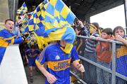 12 October 2008; The Summerhill players make their way out past fans for the start of the game. Meath Senior Football Final, Navan O'Mahony's v Summerhill, Pairc Tailteann, Navan, Co. Meath. Photo by Sportsfile