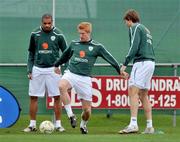 14 October 2008; Republic of Ireland's Paul McShane, centre, in action against his team-mates Caleb Folan, left and Kevin Kilbane, during squad training. Gannon Park, Malahide, Co. Dublin. Picture credit: David Maher / SPORTSFILE