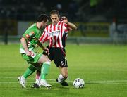 14 October 2008; Tim Kiely, Cork City, in action against Barry Molloy, Derry City. Setanta Cup Semi-Final, Derry City v Cork City, Brandywell, Derry, Co. Derry. Picture credit: Oliver McVeigh / SPORTSFILE