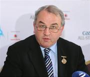 15 October 2008; President of the GAA Nickey Brennan speaking at the announcement of the GAA Allstars Football team of 2008. Westbury Hotel, Dublin. Picture credit: Brendan Moran / SPORTSFILE