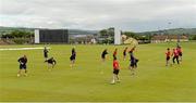 15 July 2015; The Jersey players during their warm up. ICC World Twenty20 Qualifier 2015, USA v Jersey, Bready, Co. Tyrone. Picture credit: Oliver McVeigh / ICC / SPORTSFILE