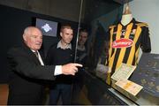 15 July 2015; Pictured at the launch of the GAA Dynasties exhibition at the GAA Museum are former Kilkenny hurlers Phil 'Fan' Larkin and his son Philly Larkin. The exhibition, housed on the ground floor of the GAA Museum, which runs until May 2016, is a celebration of the unique sporting achievements of some of the GAA’s most famous families and includes items from the Cannings, of Portumna, and Galway, the Kernans, of Crossmaglen and Armagh and the McHughs of Donegal. GAA Museum, Croke Park, Dublin. Picture credit: Stephen McCarthy / SPORTSFILE