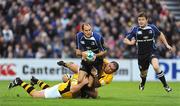 18 October 2008; Girvan Dempsey, Leinster, supporteed by Brian O'Driscoll is tackled by Tim Payne and Raphael Ibanez, right, London Wasps. Heineken Cup, Pool 2 Round 2, Leinster v London Wasps, RDS, Dublin. Picture credit: Stephen McCarthy / SPORTSFILE