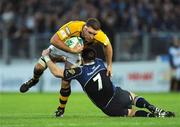 18 October 2008; Joe Worsley, London Wasps, is tackled by Shane Jennings, Leinster. Heineken Cup, Pool 2 Round 2, Leinster v London Wasps, RDS, Dublin. Picture credit: Pat Murphy / SPORTSFILE