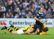 18 October 2008; Girvan Dempsey, Leinster, is tackled by Tim Payne and Raphael Ibanez, right, London Wasps. Heineken Cup, Pool 2 Round 2, Leinster v London Wasps, RDS, Dublin. Picture credit: Stephen McCarthy / SPORTSFILE