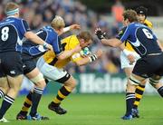 18 October 2008; Raphael Ibanez, London Wasps, is tackled by Leo Cullen, left, and Rocky Elsom, Leinster. Heineken Cup, Pool 2 Round 2, Leinster v London Wasps, RDS, Dublin. Picture credit: Pat Murphy / SPORTSFILE