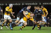 18 October 2008; Joe Worsley, London Wasps, is tackled by Devin Toner, Leinster. Heineken Cup, Pool 2 Round 2, Leinster v London Wasps, RDS, Dublin. Picture credit: Stephen McCarthy / SPORTSFILE