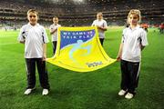 15 October 2008; FIFA Fair Play Flag bearers, back row, Killian Lawton, from Cork, Clodagh O'Callaghan, from Cork, with front row, Cian Scanlon and Jennifer Cooke, both from Dublin, at Ireland's World Cup Qualifying Game against Cyprus with thanks to Ford Ireland. Picture credit: Matt Browne / SPORTSFILE