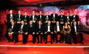 17 October 2008; The GAA All-Star Football Team of the Year, back row, from left, Gary Connaughton, Westmeath, Justin McMahon, Tyrone, Conor Gormley, Tyrone, Enda McGinley, Tyrone, Declan O'Sullivan, Kerry, Colm Cooper, Kerry, Kieran Donaghy, Kerry, Tomas O Se, Kerry, Davy Harte, Tyrone, and John Keane, Westmeath. Front row, from left, Brian Dooher, Tyrone, Shane Ryan, Dublin, Nickey Brennan, GAA President, Minister for Arts, Sport and Tourism, Martin Cullen T.D., Charles Butterworth, CEO Vodafone Ireland, Sean Cavanagh, Tyrone, Sinead Clarke accpeting on behalf of Ronan Clarke, Armagh, and Philip Jordan, Tyrone. 2008 GAA All-Stars sponsored by Vodafone, Citywest Hotel, Conference, Leisure & Golf Resort, Dublin. Picture credit: Ray McManus / SPORTSFILE