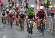 16 July 2015; Nathan Pernot, NRPT-Magnet.ie, celebrates as he takes victory on Stage 3 of the 2015 Scott Bicycles Junior Tour of Ireland. Co. Clare. Picture credit: Stephen McMahon / SPORTSFILE