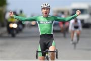 17 July 2015; Darragh O'Mahony, Ireland National Team, celebrates as he wins Stage 4 of the 2015 Scott Bicycles Junior Tour of Ireland. The Wild Atlantic Way. Picture credit: Stephen McMahon / SPORTSFILE