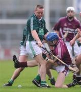 19 October 2008; Barry Coulter, Ballygalget, in action against Karl McKeegan, Cushendall. AIB Ulster Club Senior Hurling Championship Final, Ballygalget v Cushendall, Casement Park, Belfast, Co. Antrim. Photo by Sportsfile