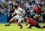 22 August 2008; David Pollock, Ulster, is tackled by Greg Holmes, Queensland Reds. Pre-Season Friendly, Ulster v Queensland Reds, Ravenhill Park, Belfast, Co. Antrim. Picture credit: Oliver McVeigh / SPORTSFILE