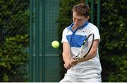22 July 2015; Robert Dudley, Ireland, in action against he and doubles team-mate Samuel Bothwell's match against Sam Barry and David O'Hare, Ireland. FBD Irish Men's Open Tennis Championship, Fitzwilliam Lawn Tennis Club, Dublin. Picture credit: Cody Glenn / SPORTSFILE